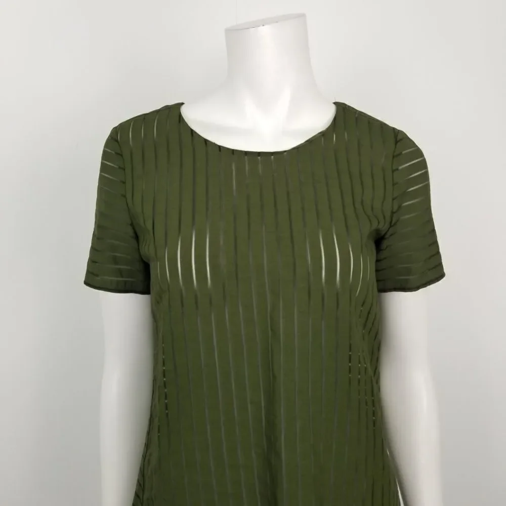 J. Crew Olive Green Shadow Stripe Top Size 0